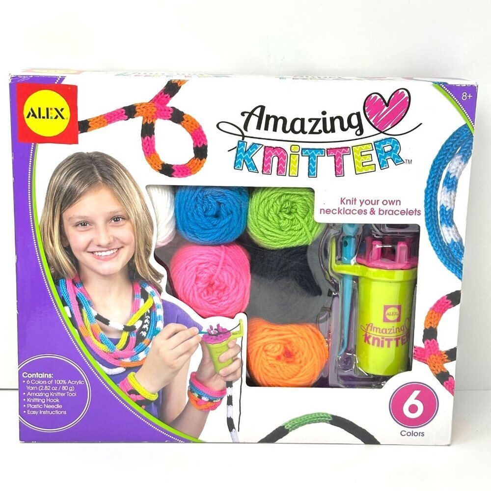 Alex Toys Amazing Knitter DIY Craft Kit Necklaces Bracelets Yarn Girl Gift